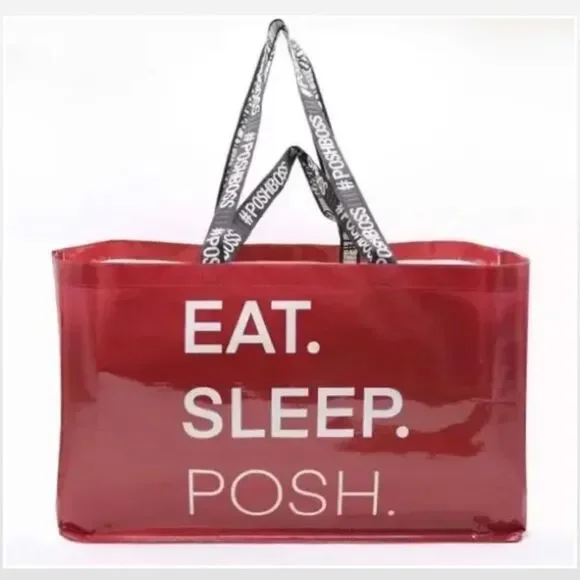 1 New Oversized Double-Handled Red Poshmark Tote Bag NWT - Picture 2 of 9